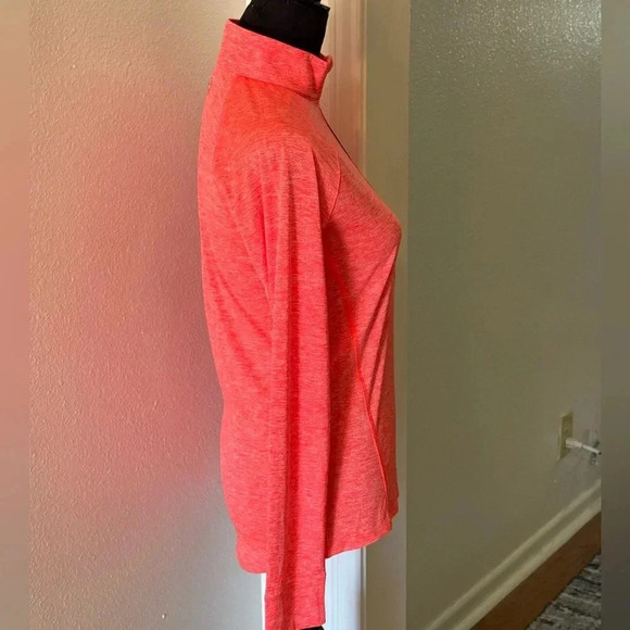 Under Armour Heat Gear Long Sleeve Top Sleeve Safety Orange Mock Turtleneck - Picture 2 of 6